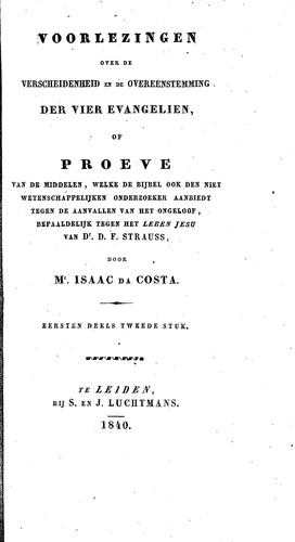 Cover for Voorlezingen over de verscheidenheid en de overeenstemming der vier evangelien