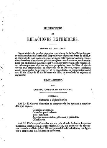 Cover for Reglamento del cuerpo consular mexicano