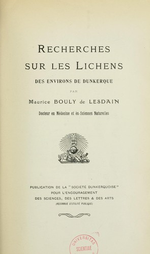 Cover for Recherches sur les lichens des environs de Dundergue