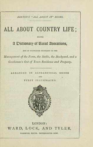 Cover for All about country life