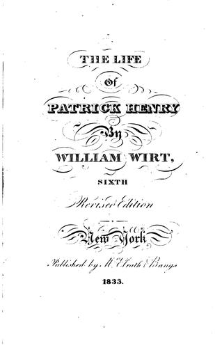 Cover for Sketches of the Life and Character of Patrick Henry