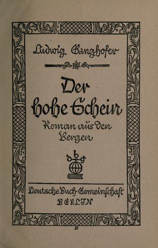 Cover for Der hohe Schein