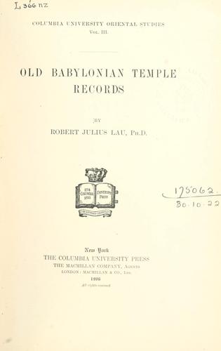 Cover for Old Babylonian temple records.