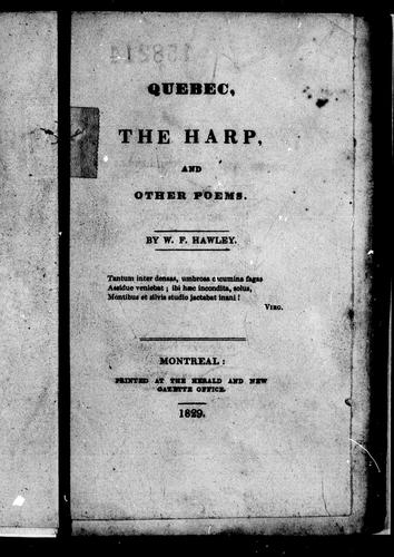 Cover for Quebec, the harp, and other poems