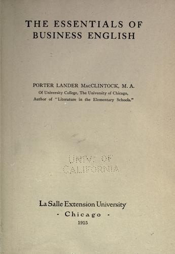 Cover for The essentials of business English
