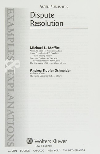 Cover for Dispute resolution