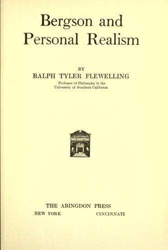 Cover for Bergson and personal realism.