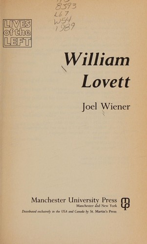 Cover for William Lovett