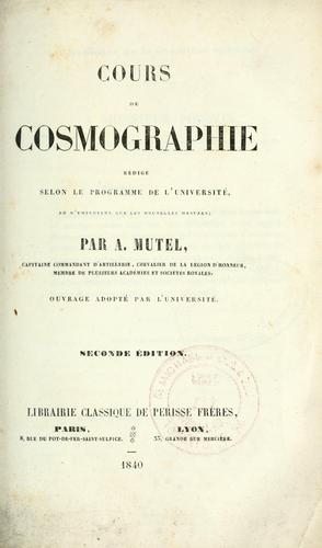 Cover for Cours de cosmographie