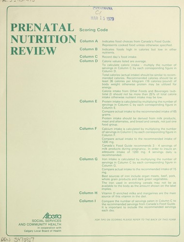 Cover for Prenatal nutrition review