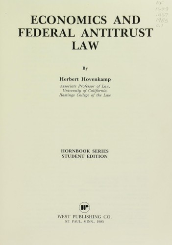 Cover for Economics and federal antitrust law