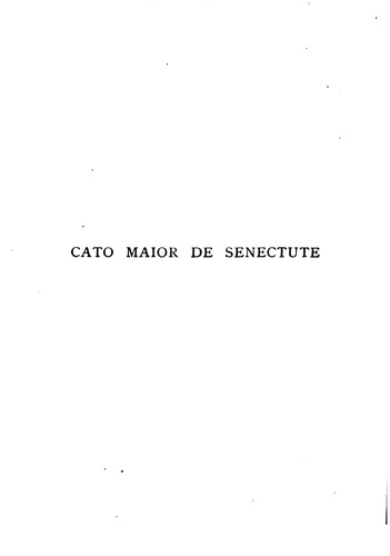 Cover for Cato Maior de senectute: Laelius de amicitia