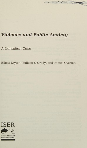 Cover for Violence and public anxiety