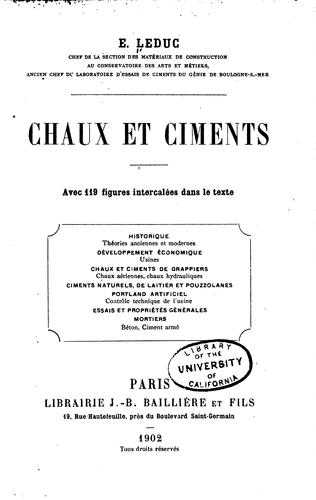 Cover for Chaux et ciments