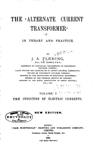 Cover for The Alternate Current Transformer in Theory and Practice