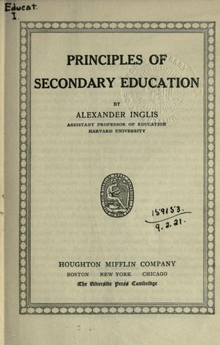 Cover for Principles of secondary education