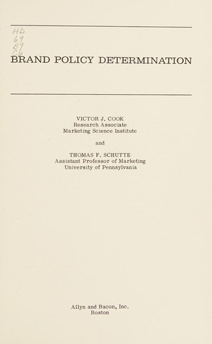 Cover for Brand policy determination