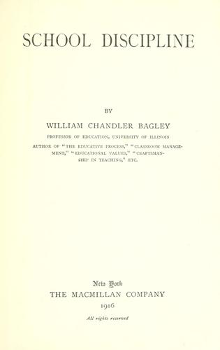 Cover for School discipline.