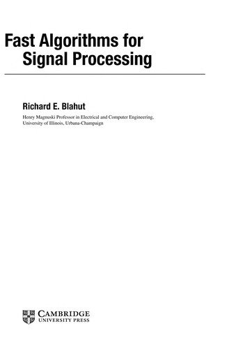 Cover for Fast algorithms for signal processing