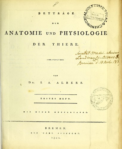 Cover for Beytr©Þge zur Anatomie und Physiologie der Thiere. Erstes Heft