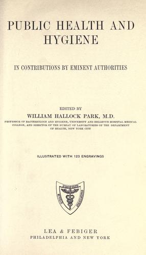 Cover for Public health and hygiene