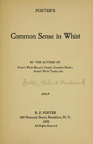 Cover for Foster's Common sense in whist