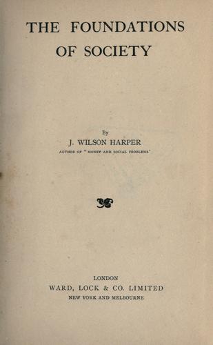 Cover for The foundations of society