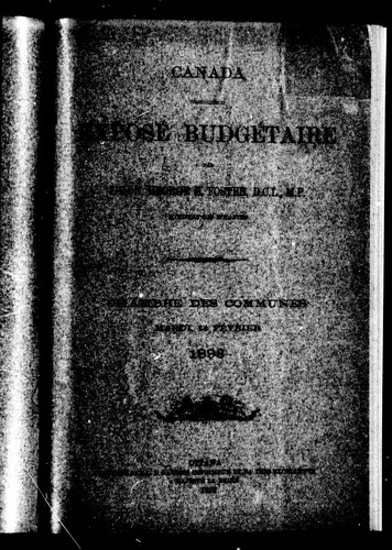 Cover for Exposé budgétaire par l'Hon. George E. Foster, D.C.L., M.P., Ministè re des finances