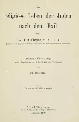 Cover for religiöse Leben der Juden nach dem Exil