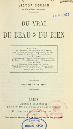 Cover for Du vrai, du beau et du bien. --