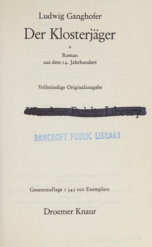 Cover for Der Klosterjäger