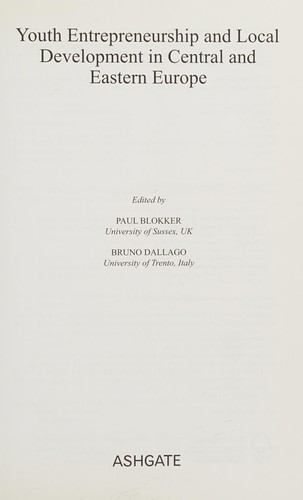 Cover for Youth Entrepreneurship and Local Development in Central and Eastern Europe