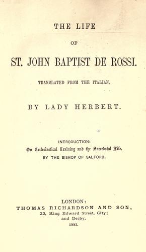 Cover for St. John Baptist de Rossi
