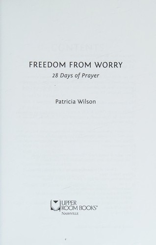 Cover for Freedom from worry
