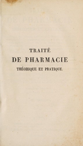 Cover for TraitÃ© de pharmacie thÃ©orique et pratique ...