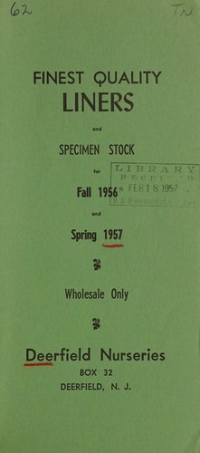 Cover for Finest quality liners and specimen stock for fall 1956 and spring 1957