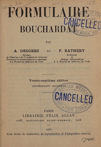Cover for Formulaire Bouchardat