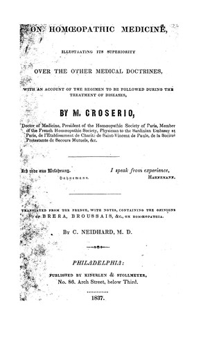 Cover for On homoeopathic medicine