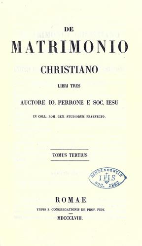Cover for De matrimonio christiano