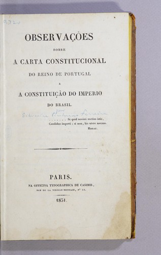 Cover for Observações sobre a Carta constitucional do reino de Portugal e a Consitituição do imperio do Brasil..