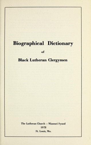 Cover for Biographical dictionary of Black Lutheran clergymen