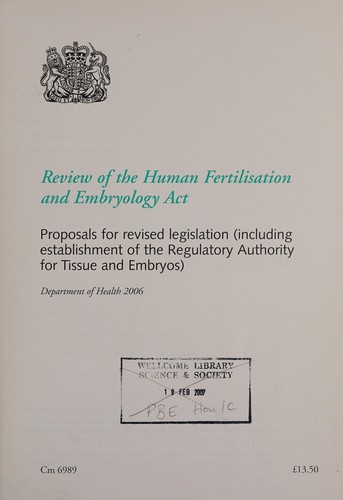 Cover for Review of the Human Fertilisation and Embryology Act