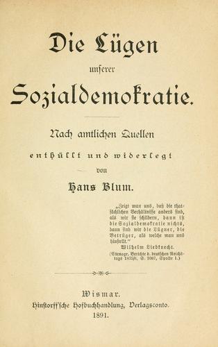 Cover for Die Lügen unserer Sozialdemokratie.