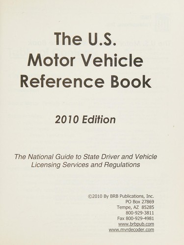Cover for The U.S. motor vehicle reference book