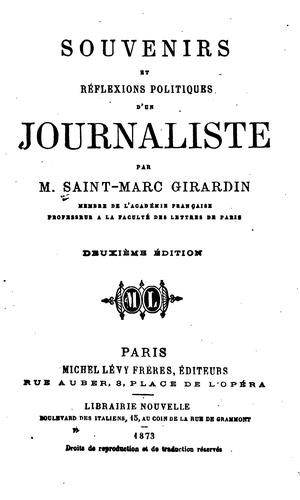 Cover for Souvenirs et réflexions politiques d'un journaliste