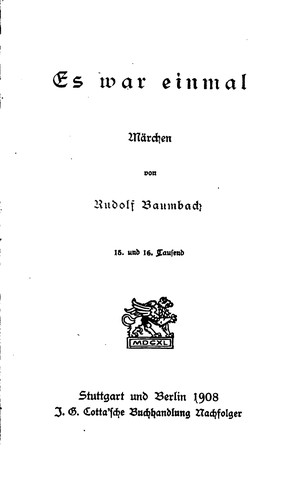 Cover for Es war einmal: Märchen