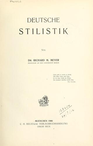 Cover for Deutsche Stilistik.