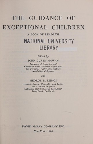 Cover for The guidance of exceptional children