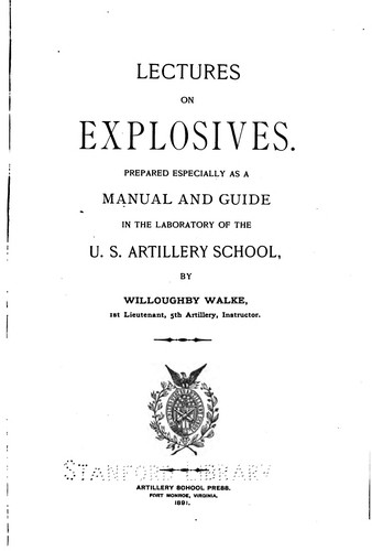 Cover for Lectures on explosives