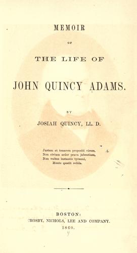 Cover for Memoir of the life of John Quincy Adams.